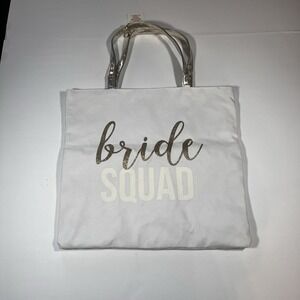Jade & Deer  Canvas Reversible Tote Bag Bride Squad / Stripes New